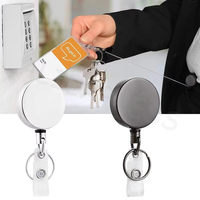 Lat Pulldown Cable - 1-6pcs Retractable Metal Keychain Badge Reel