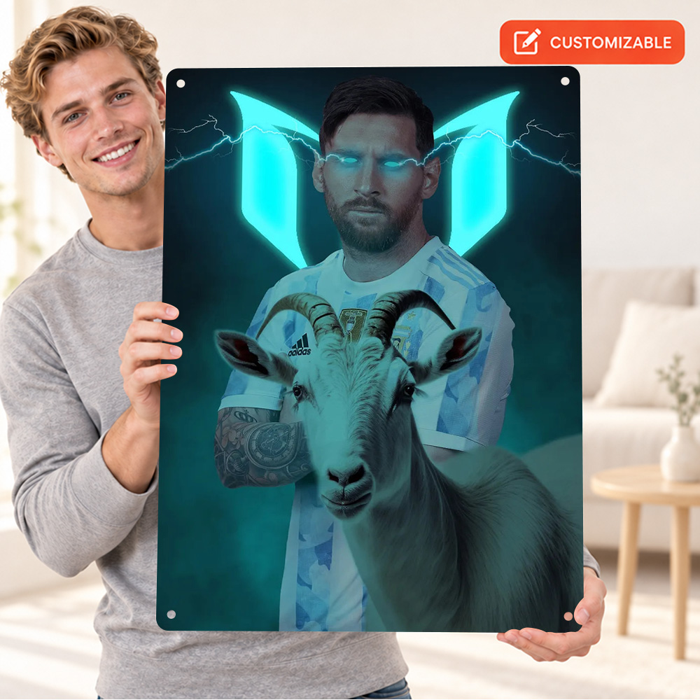 Lionel Messi With GOAT Shadow  - đánh giá và giá Home Gym Neon Sign